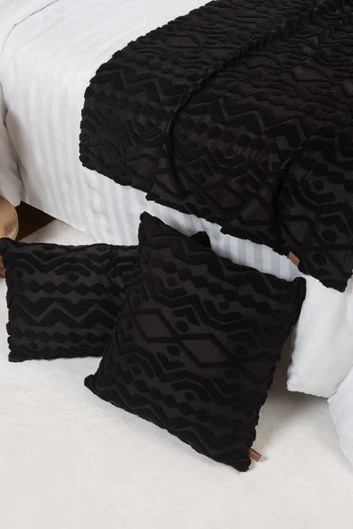 Jakarlı Yatak Runner Set Letta Siyah - 4