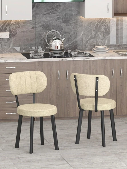 Azra 70x110cm Beyaz Mutfak Masası, Mutfak Masası Takımı, Yemek Masası, 4 Krem Sandalye - 7