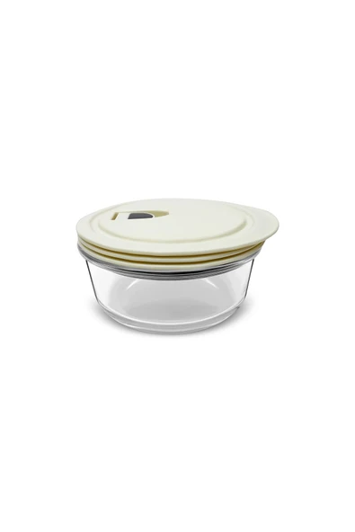 Cream Vakumlu Kapaklı Cam Saklama Kabı 0.6 Lt - 4
