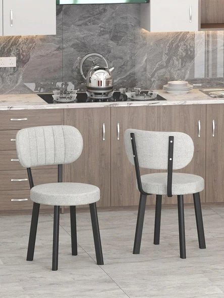 Azra 70x110cm Beyaz Mutfak Masası, Mutfak Masası Takımı, Yemek Masası, 4 Açık Gri Sandalye - 5