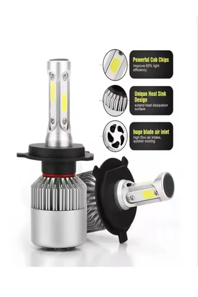 H4 SOĞUTMALI LED ZENON LED XENON 3 YÖNLÜ KISA UZUN FAR AMPULÜ 12V 36W 7200 LÜMEN - 2