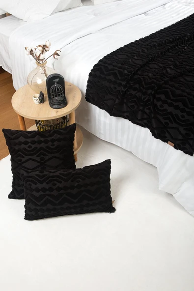 Jakarlı Yatak Runner Set Letta Siyah - 2
