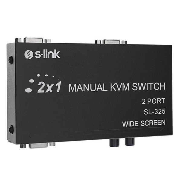 S-LINK 2port SL-325 VGA+PS2 1.8m M/M Kablolu Manuel Kvm Switch - 3
