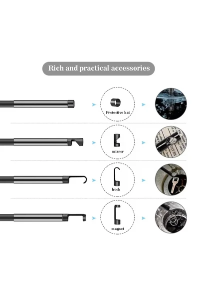 4.3 İnç Ekran 5 Metre Endüstriyel Endoskop HD Yılan Kamera (Tek Lens 8 LED Işık) - 4