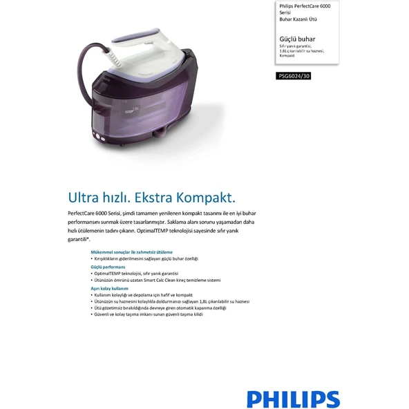 Philips Perfectcare 6000 Serisi PSG6024/30 Buhar Kazanlı Ütü - 9