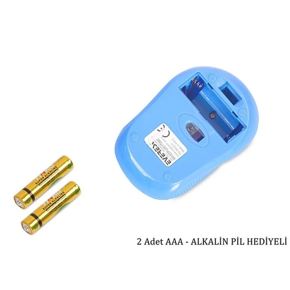 EVEREST SM-300 Usb Mavi 4D Optik Alkalin Pil Kablosuz Mouse - Resim 5