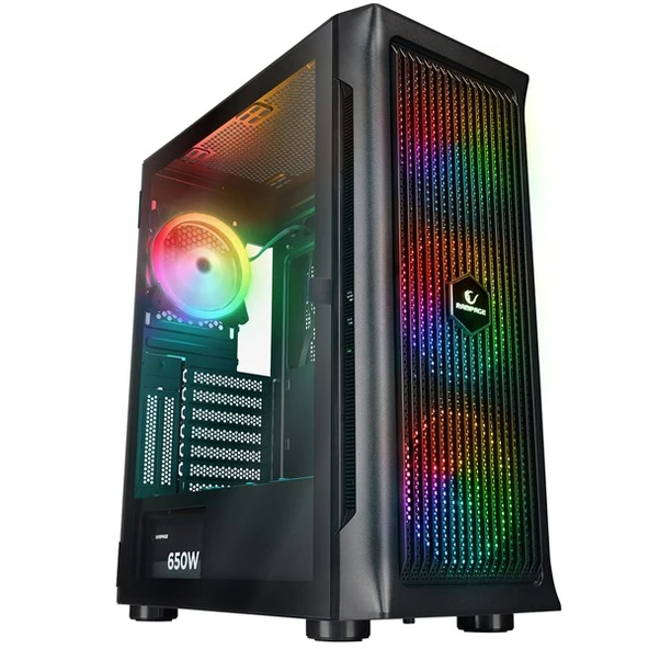 RAMPAGE 650W 80+ PROLIX MESH 4-RGB FANLI GAMING MID-TOWER PC KASASI - Resim 2