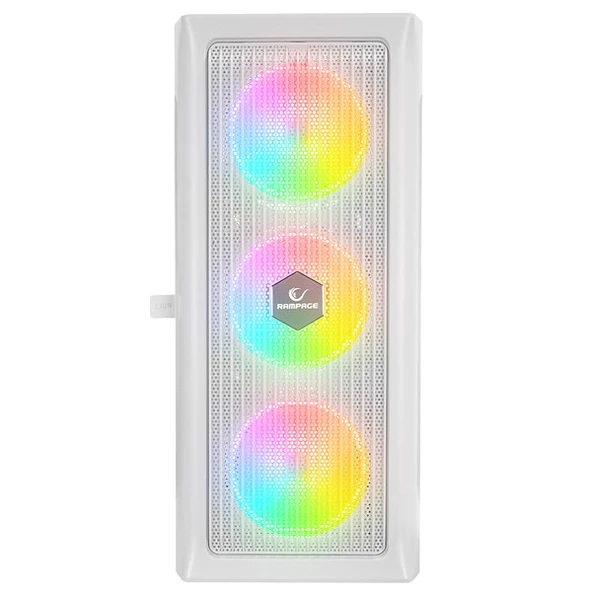 RAMPAGE 650W 80+ PROLIX MESH 4-RGB FANLI GAMING MID-TOWER PC KASASI BEYAZ - 2