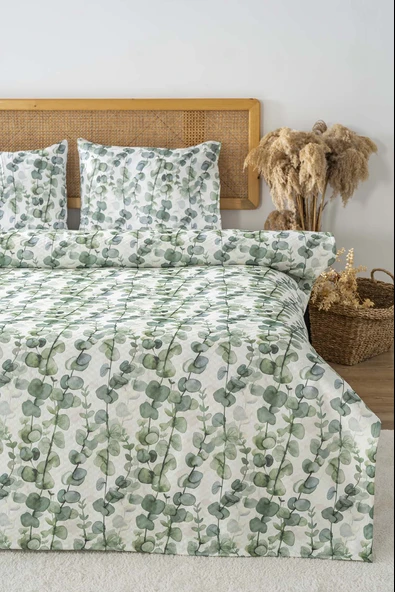Okaliptus Çift Kişilik Baskılı Pike 200 x 220 cm