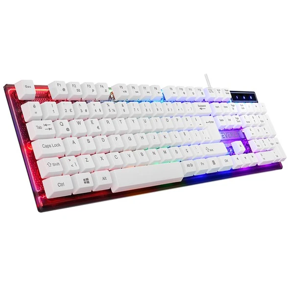 Everest KM-198 Luminax Beyaz Gökkuşağı Aydınlatmalı Q Gaming Oyuncu Klavye + Mouse Set - Resim 3