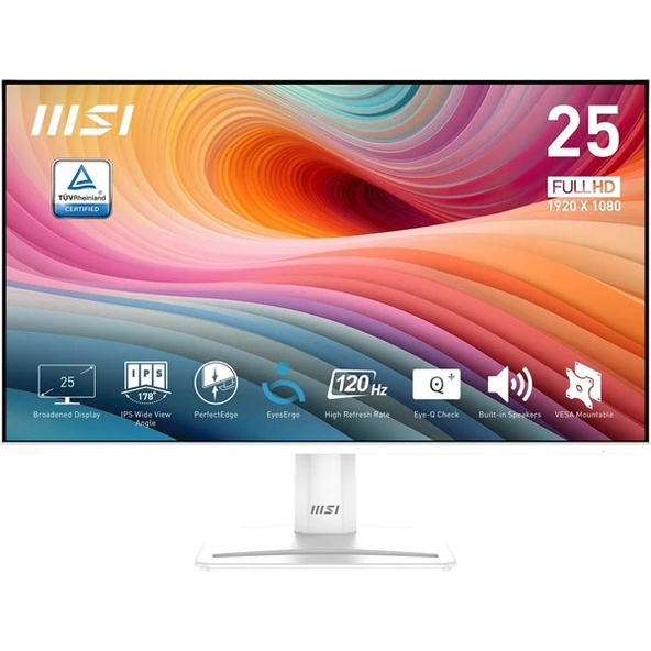 MSI 24.5" FLAT IPS PRO MP251W E2 1MS 120HZ HDMI-DP EV OFİS MONİTÖRÜ 1920X1080 BEYAZ