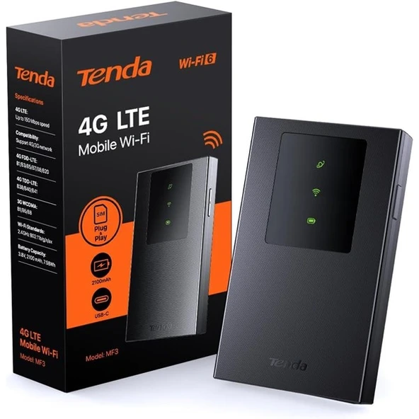 TENDA MF3 4G LTE WIFI6 BATARYALI TAŞINABİLİR MOBİL ROUTER ürün görseli