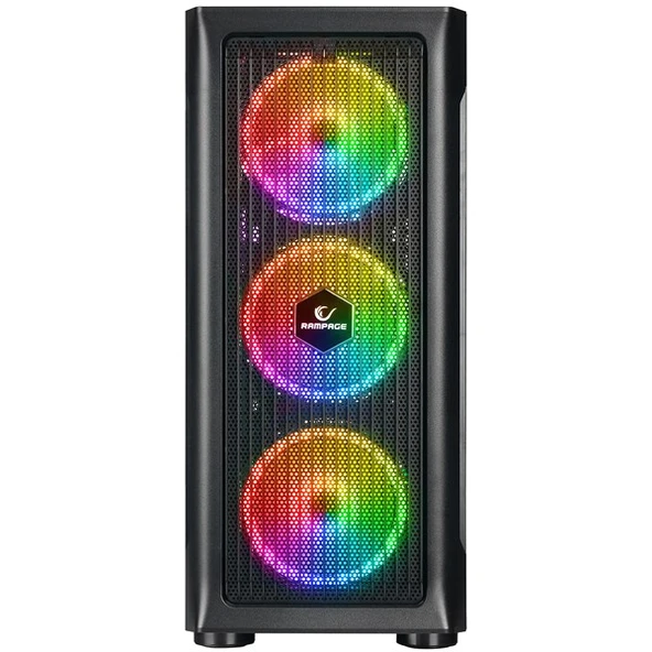 RAMPAGE 650W 80+ PROLIX MESH 4-RGB FANLI GAMING MID-TOWER PC KASASI - Resim 3
