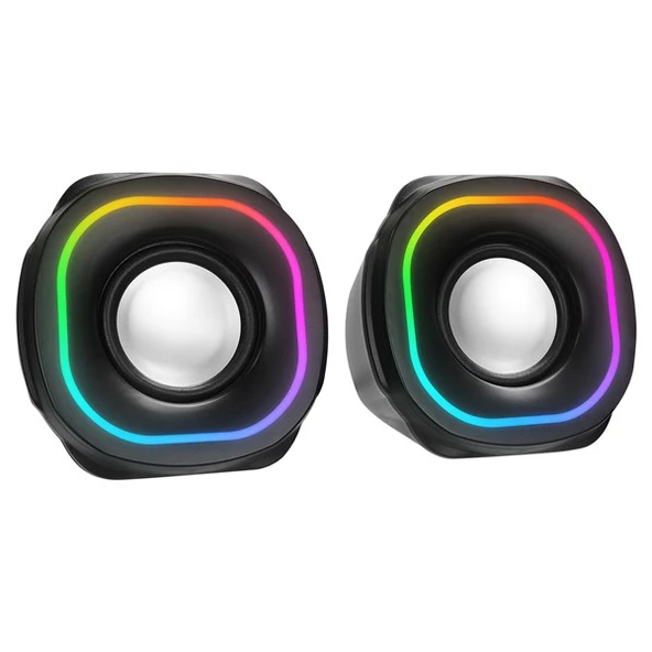 MIKADO MD-180 2.0 3W*2 Siyah RGB Aydınlatmalı USB + 3.5mm USB 5V Speaker Hoparlör - 2