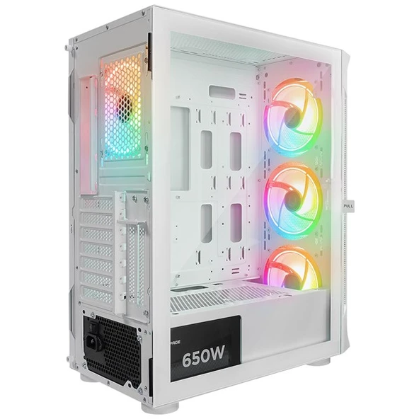RAMPAGE 650W 80+ PROLIX MESH 4-RGB FANLI GAMING MID-TOWER PC KASASI BEYAZ - 4