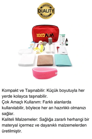 İş Yeri Okul Ev Araç Motosiklet İlk Yardım Seti Çantalı Acil Müdahale Kiti Ecza Dolabı Medikal - 3