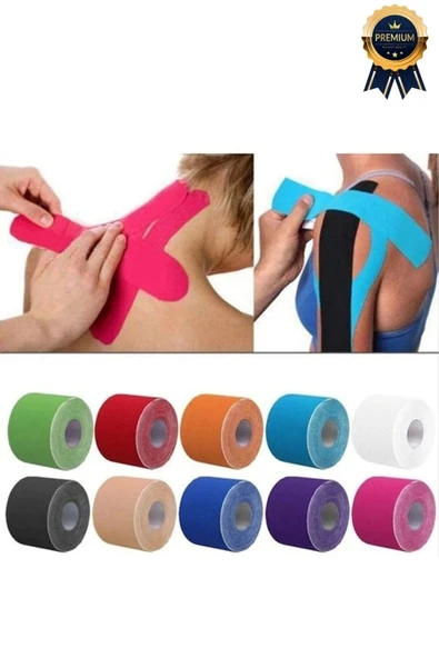 Hızlı Etkili Mavi Bel Diz Omuz Boyun Sırt Bacak Kas Eklem Kinezyo Ağrı IsıI Bandı 5cm x 5m - 4