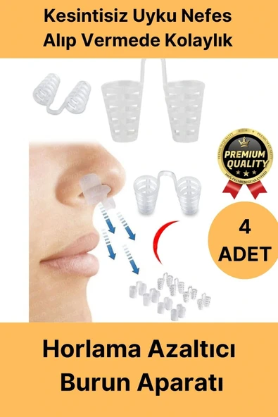 Premium Kesintisiz Uyku Nefes Alıp Vermede Kolaylık Horlama Azaltıcı Burun Delik Aparatı 4 Adet