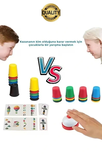 Eğitici Renk Bardak Eşleştirme Zeka Beceri Oyunu Hızlı Zili Çal Yetenek ve Grup Aktivitesi Özel Gün - 4