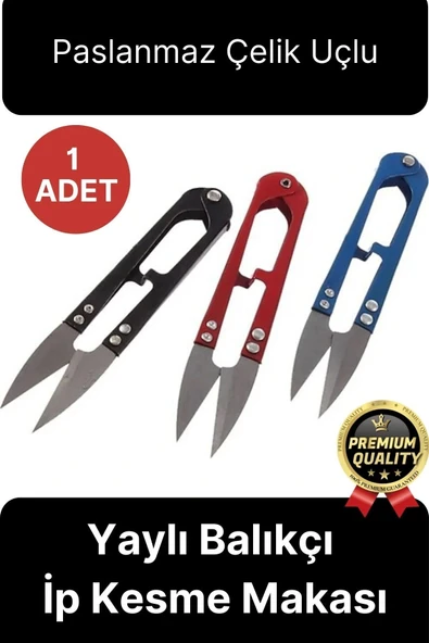 Profesyonel Paslanmaz Çelik Uçlu Yaylı Çok Amaçlı Kamp Doğa Balık Pratik Balıkçı İp Kesme Makası