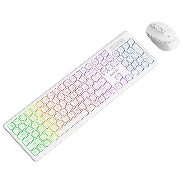 Everest KM-319BT Beyaz 2.4G+BT1+BT2 Çoklu Cihaz Bağlantılı Q Set Kablosuz Klavye + Mouse - Resim 4