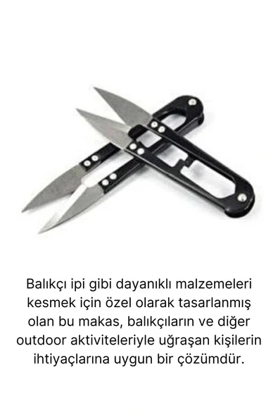 Profesyonel Paslanmaz Çelik Uçlu Yaylı Çok Amaçlı Kamp Doğa Balık Pratik Balıkçı İp Kesme Makası - 2