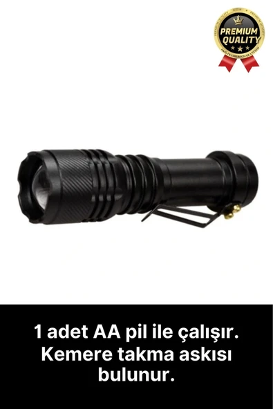 3 Fonksiyonlu Q5 Led Ultra Parlak Uzun Menzilli Pilli Yüksek Işık Gücüyle Acil Durum Kamp El Feneri - 3