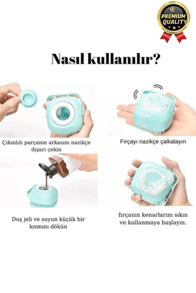Çok Amaçlı Silikon Evcil Hayvan Bebek Çocuk Şampuan Hazneli Banyo Masaj Tarak Duş Fırçası Kesesi - 5