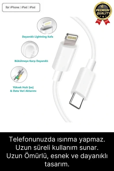 İphone Uyumlu Type-c Kablo 20w Hızlı Şarj Adaptörü Yeni Serilere Uygun 7 8 X 11 12 13 14 15 Plus Pro - 4