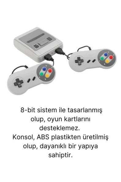 Premium HD Klasik 8 Bit 620 Oyunlu Televizyon Çift 2 Kontrol Kollu Nostalji Super Mini Retro Atari - 2