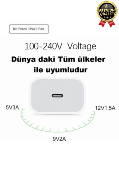 İphone Uyumlu Type-c Kablo 20w Hızlı Şarj Adaptörü Yeni Serilere Uygun 7 8 X 11 12 13 14 15 Plus Pro - 5