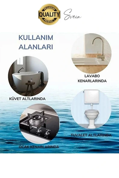 Premium Gri Ocak Tezgah Kenarı Banyo Mutfak Sızdırmaz Bant Su Geçirmez Küfe Dayanıklı 3,2 mt 1 Adet - 5