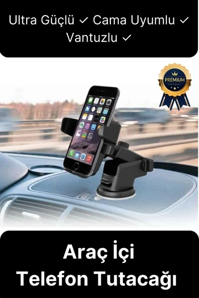 Dayanıklı Ayarlanabilen Vantuzlu Ultra Güçlü Cama Uyumlu Araç Torpido Araba İçi Telefon Tutacağı