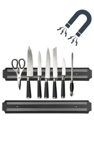 Pratik Güçlü Manyetik Duvara Monteli Yer Tasarrufu Mutfak Aleti Mıknatıslı Bıçak Standı Askısı-55 cm - 5