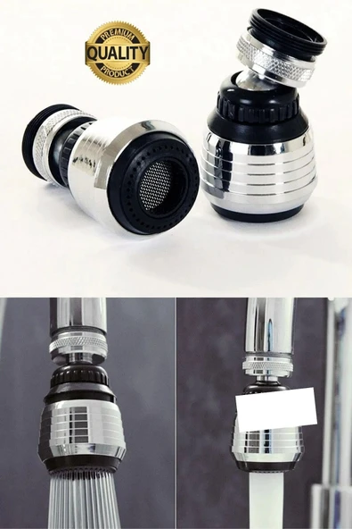 Premium 2 Modlu 360° Dönebilen Perlatör Başlığı Mutfak Lavabo Su Tasarrufu Musluk Ucu Şık Tasarım - Resim 4