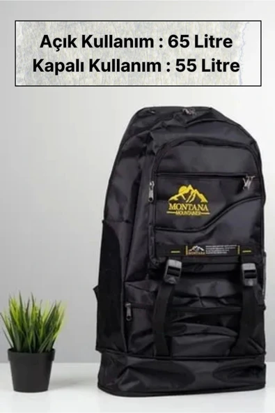 65 Lt Ortopedik Dayanıklı Büyük Boy Çok Gözlü Su Geçirmez Körüklü Kamp Trekking Outdoor Sırt Çantası - 3
