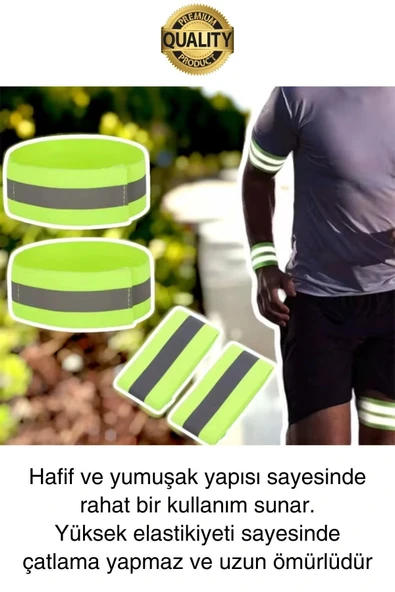 Yeşil Reflektör El Ayak Kol Bant Yansıtıcı Bandı İş Güvenliği Görünürlük Koşu Yürüyüş Bisiklet - 3