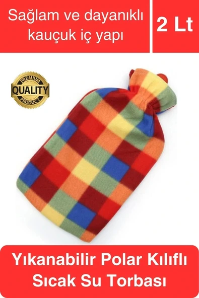 Büyük Boy El Ayak Isıtıcı Kauçuk Polar Kılıflı Sıcak Su Torbası Renkli Doğal Ağrı Rahatlatıcı 2 Lt