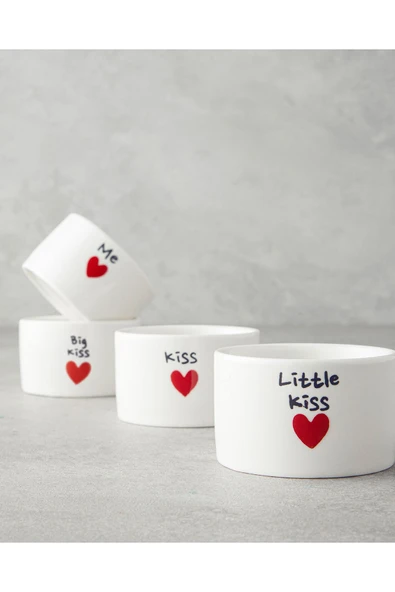 Lovely Stoneware 4'lü Çerezlik 6,5 cm Kırmızı - 3