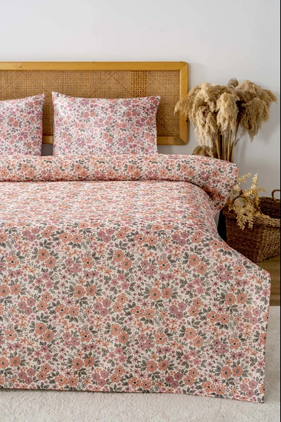 Pembe Bahar Çift Kişilik Baskılı Pike 200 x 220 cm