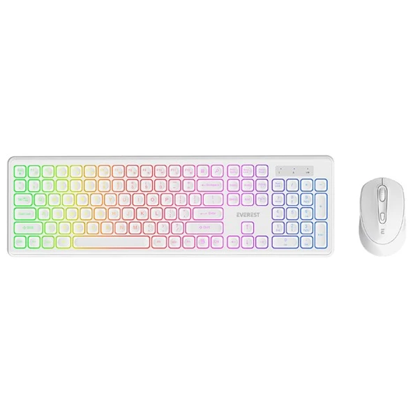 Everest KM-319BT Beyaz 2.4G+BT1+BT2 Çoklu Cihaz Bağlantılı Q Set Kablosuz Klavye + Mouse ürün görseli