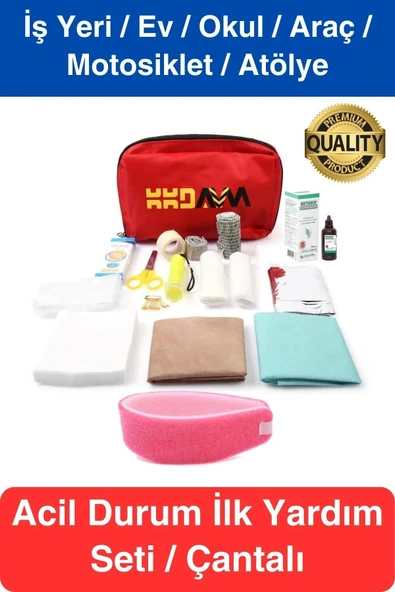 İş Yeri Okul Ev Araç Motosiklet İlk Yardım Seti Çantalı Acil Müdahale Kiti Ecza Dolabı Medikal