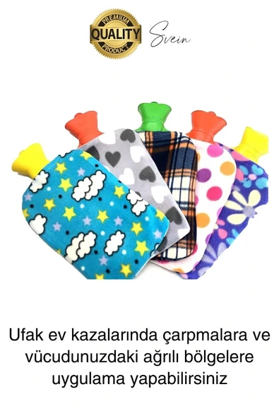 Büyük Boy El Ayak Isıtıcı Kauçuk Polar Kılıflı Sıcak Su Torbası Renkli Doğal Ağrı Rahatlatıcı 2 Lt - 5