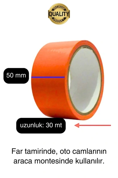 10 Adet İz Bırakmaz 50mmx30mt Araba Montaj Bandı Oto Araç Sabitleme Bant Ekstra Güçlü Suya Dayanıklı - Resim 4