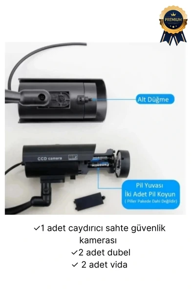 Gece Görüşlü Pilli Kırmızı Ledli Su Geçirmez Ev Bahçe İş Yeri Ofis Caydırıcı Güvenlik Kamerası - 3