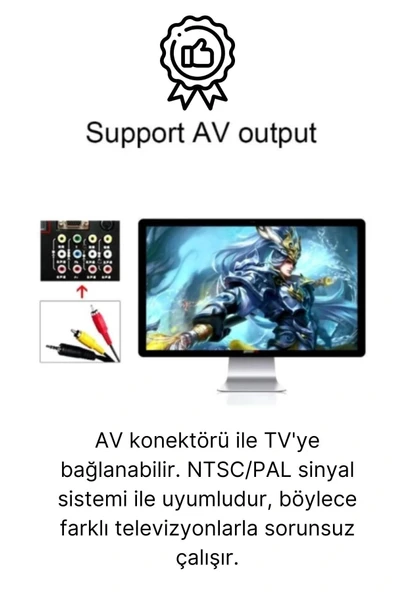 Premium HD Klasik 8 Bit 620 Oyunlu Televizyon Çift 2 Kontrol Kollu Nostalji Super Mini Retro Atari - 6