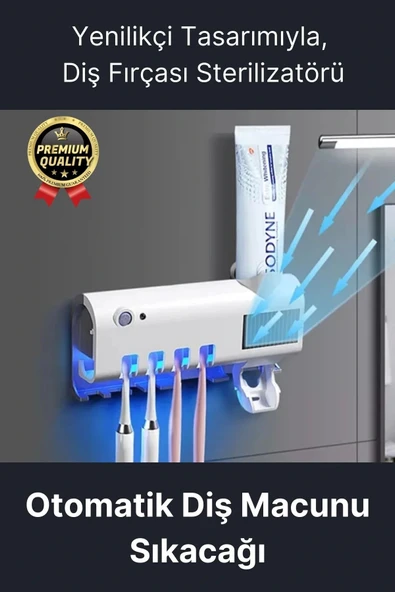 Akıllı Güneş Enerjili Usb Şarjlı Diş Macunu Sıkacağı 4 Diş Fırçası UV Işık Sterilizatörü Temizleyici
