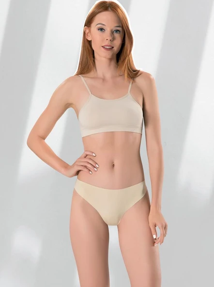 Fabony Bayan Lazer Kesim Silikon Bantlı Tanga Külot 2070B