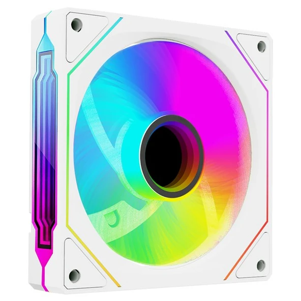 Rampage 7C-120B 120*120*25mm Double Ring Aynalı ARGB Beyaz Kasa Fanı - 1