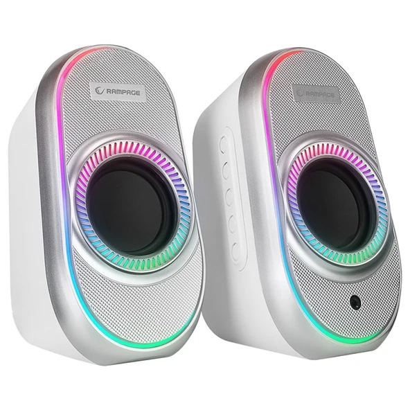 Rampage RMS-X3 2.0 6W Bluetooth Beyaz Multimedia RGB Işıklı Gaming USB Speaker - 2